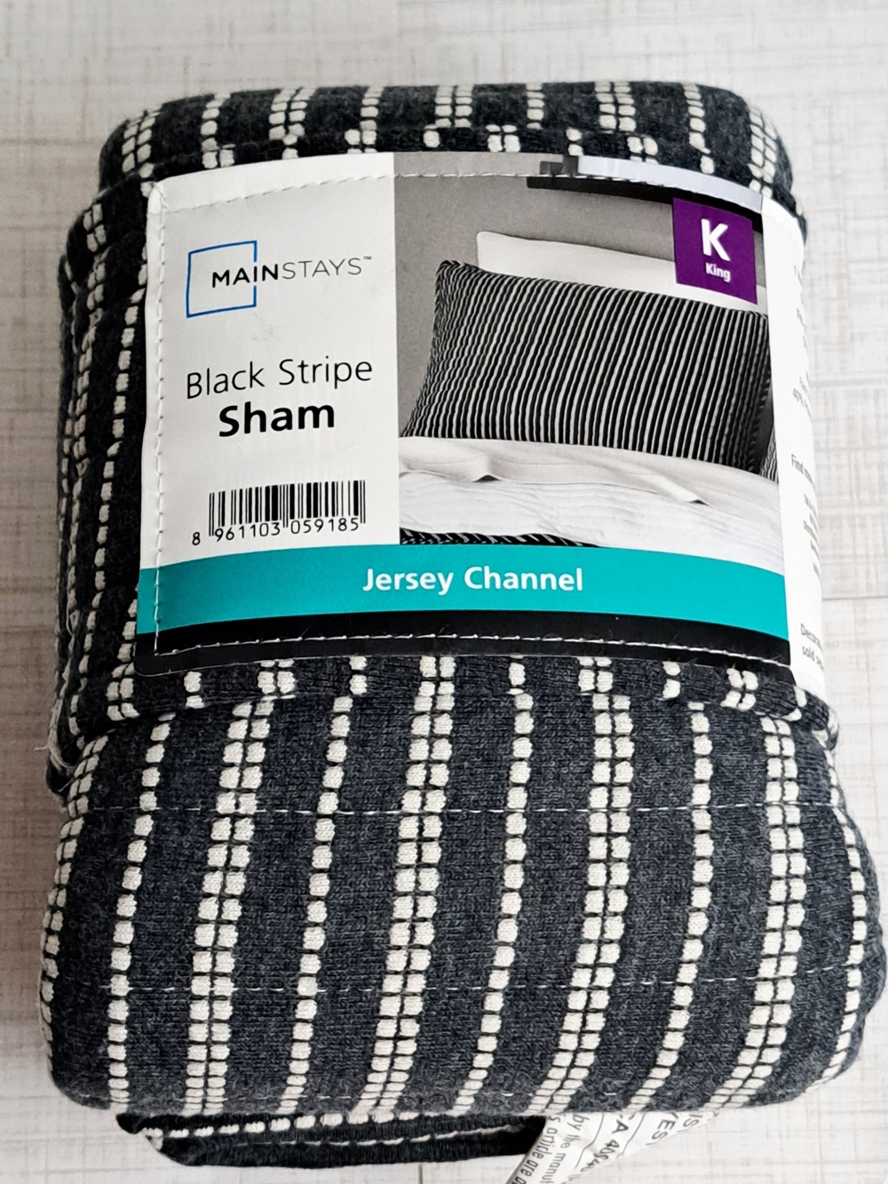 Mainstays Jersey Channel Black and White Striped King Pillow Sham